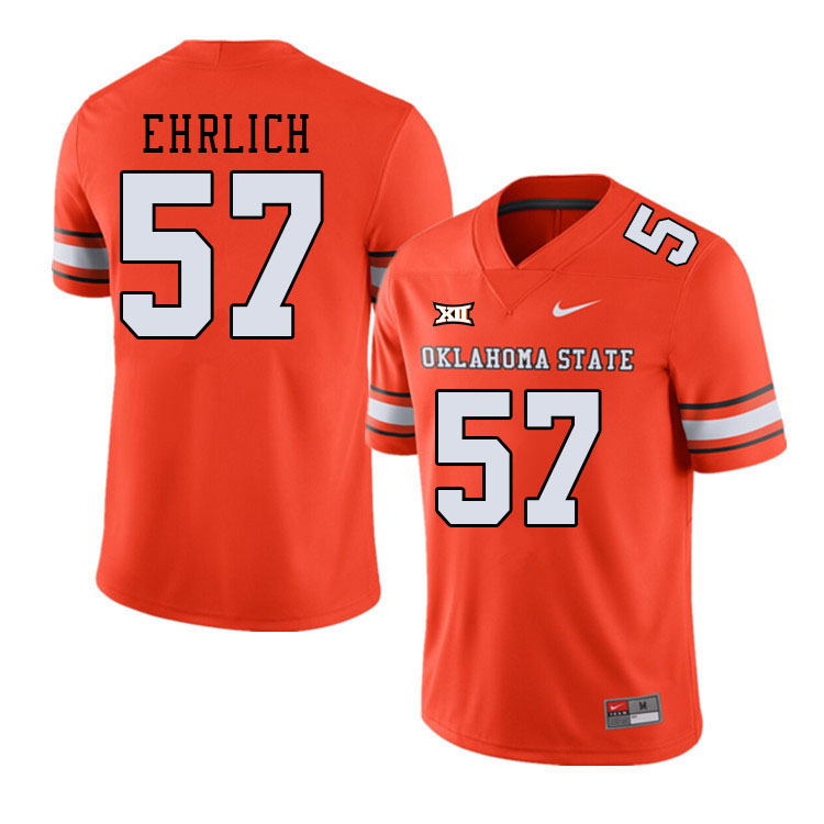 Men #57 Osker Ehrlich Oklahoma State Cowboys College Football Jerseys Stitched-Alternate Orange